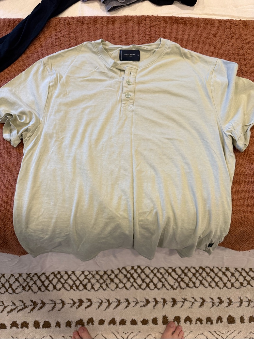 Lucky Brand Light Sage Henley Short-Sleeve Tee